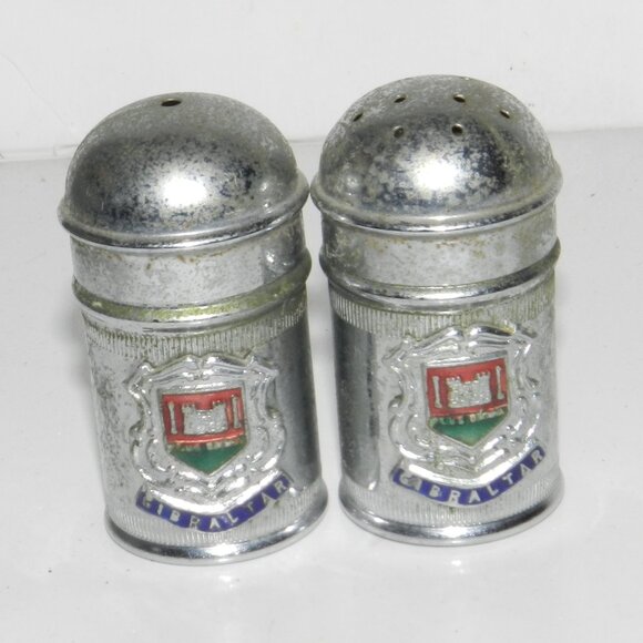 Vintage GIBRALTAR bullet shape Salt & Pepper Shakers Chromium Plate England - Picture 2 of 5